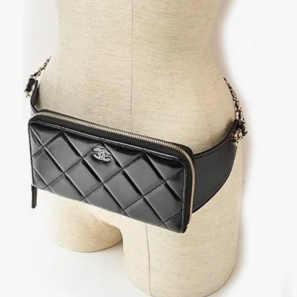 CHANEL Handbags - Chanel Black Quilted lambskin Leather Belt Bag